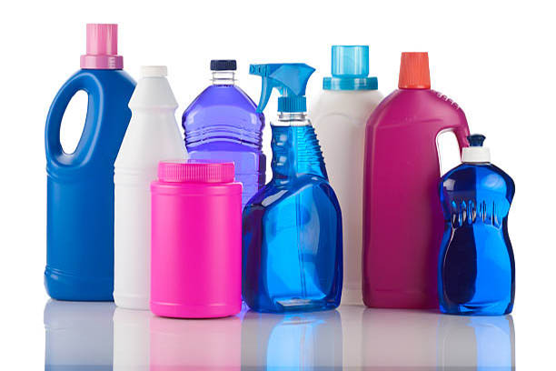 Plastic Detergent Bottles on Reflective White Background .RELATED PHOTOS ON MY PORTFOLIOhttp://i1215.photobucket.com/albums/cc503/carlosgawronski/CleaningSupplies.jpg